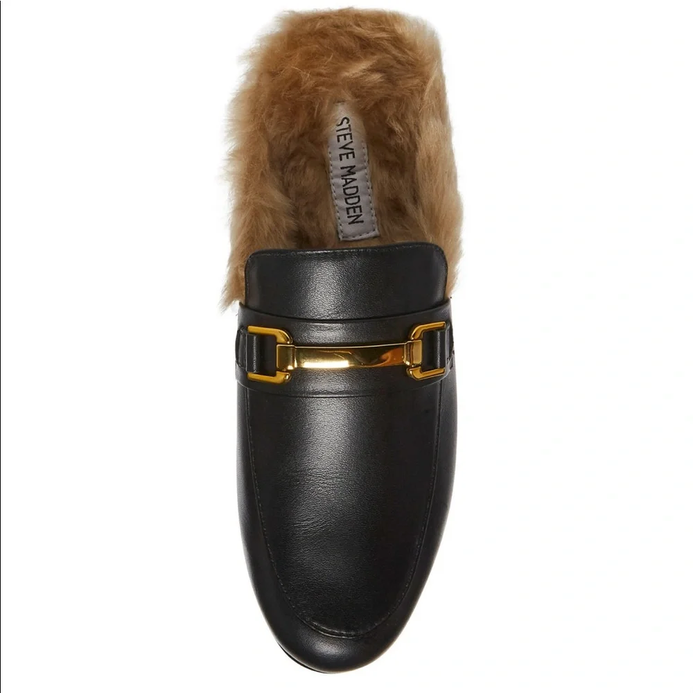 Steve Madden Ladies Faux Fur Slip On Mule - Picture 4 of 10